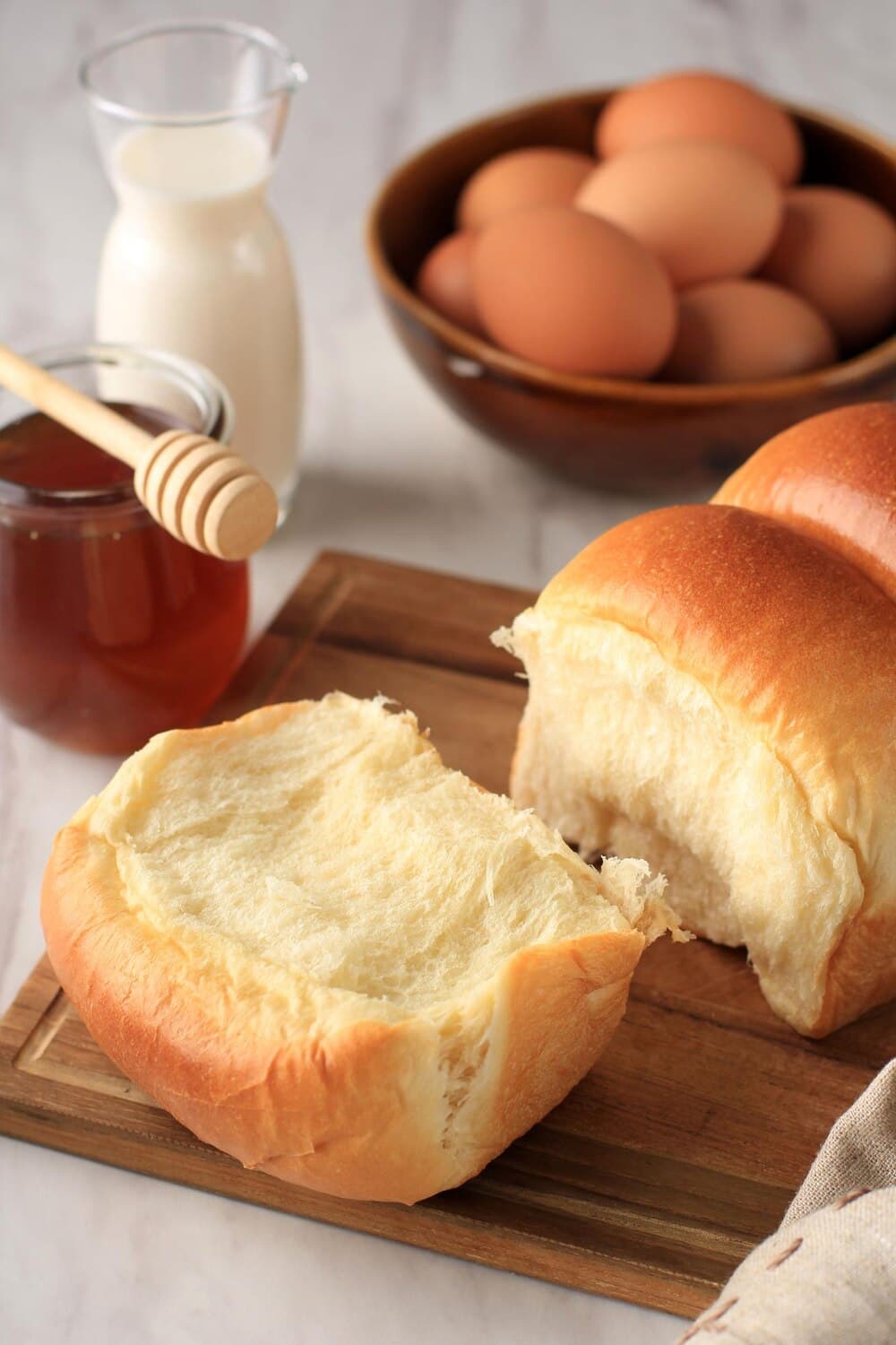 A Hokkaido milk bread torn open